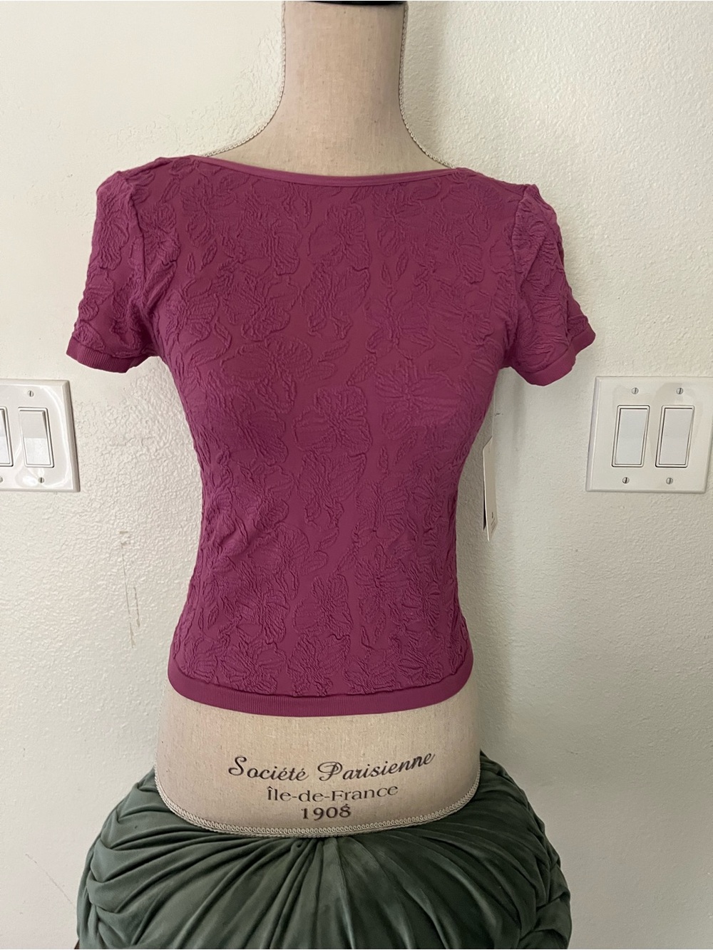 Pink Republic Short Sleeve Textured Top - Raspberry Pink